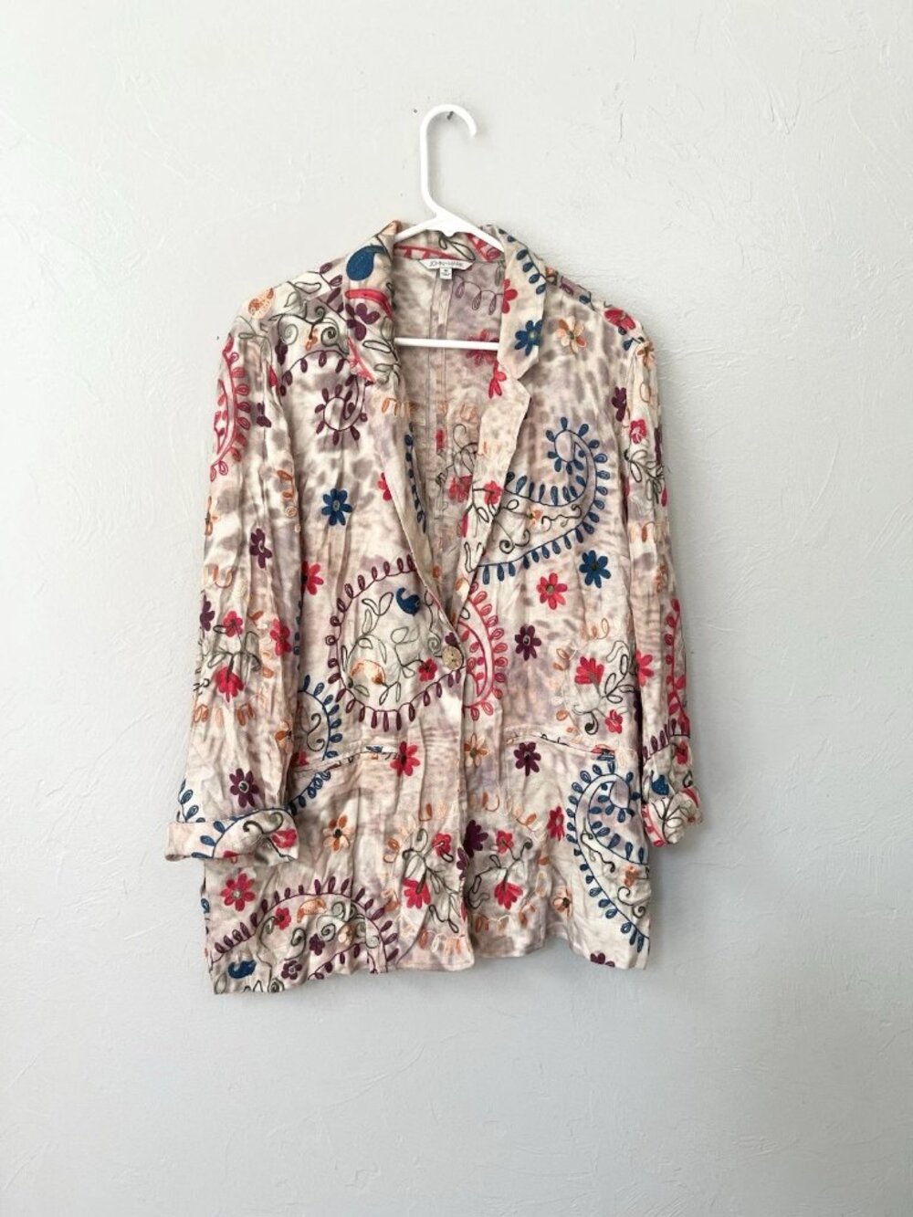 John Mark Multicolor Quilted Floral Patchwork Jacket Size M